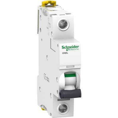 Einpoliger Sicherungsautomat von Schneider Electric, Modell iC60L, zur Stromkreisunterbrechung in elektrischen Installationen.