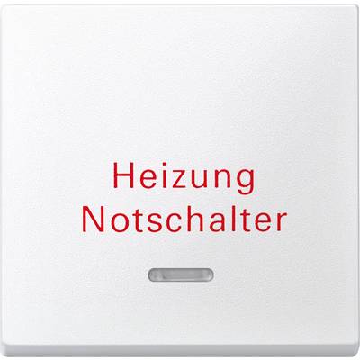 Heizungsnotschalter: Ein weißer Wandschalter mit roter Aufschrift 'Heizung Not Schalter' zur Aktivierung der Notabschaltung einer Heizung.