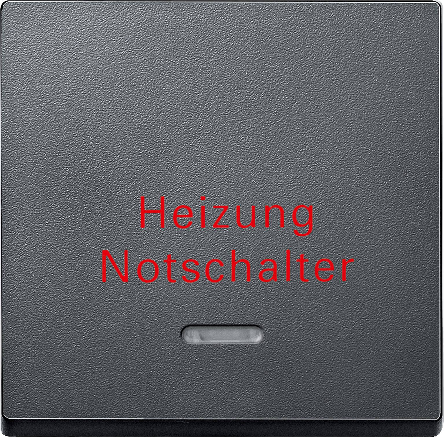 Grau-schwarzer Schalter mit roter Aufschrift 'Heizung Notschalter'.