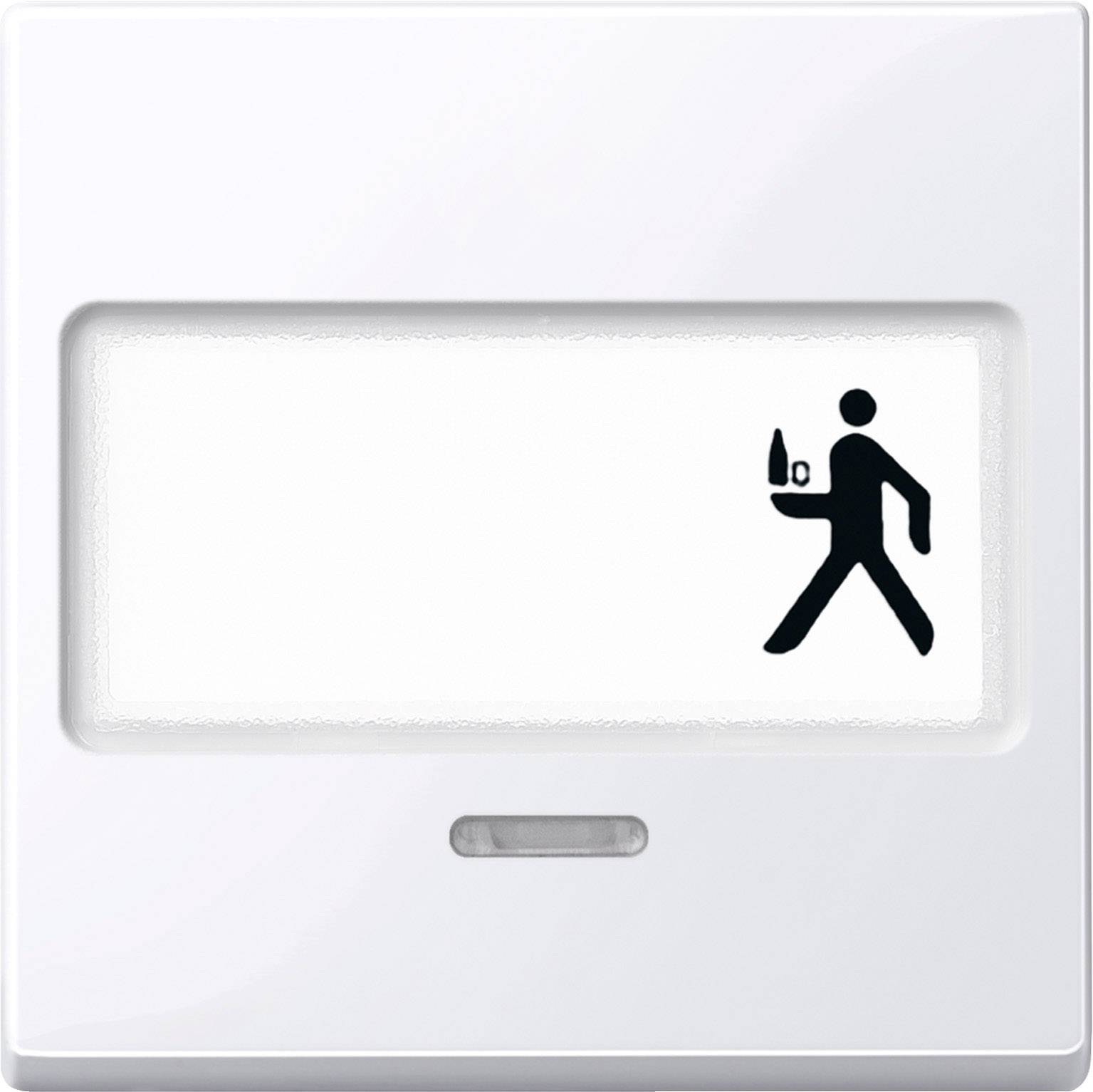 Schalter mit Symbol einer Person, die eine Flasche und ein Glas trägt, möglicherweise Hinweis auf Kellner- oder Barservice.