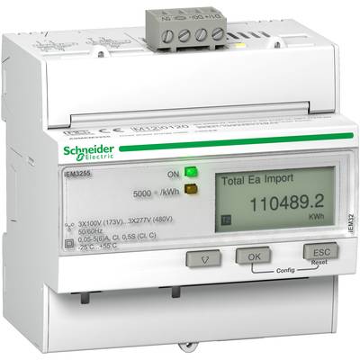 Digitaler Energiezähler von Schneider Electric, Modell iEM3255, zeigt einen Gesamtenergieverbrauch von 110489,2 kWh an.