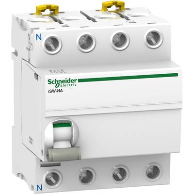 Schneider Electric Dreifachschalter, Modell 'iSW-NA', mit grüner und weißer Markierung, vier runde Anschlüsse oben und unten.