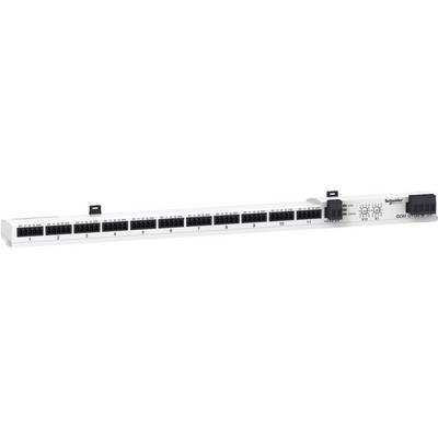 Ein Patchpanel mit 24 Ethernet-Anschlüssen, nummeriert von 1 bis 24, zur Verteilung von Netzwerksignalen. Markenlogo oben rechts.