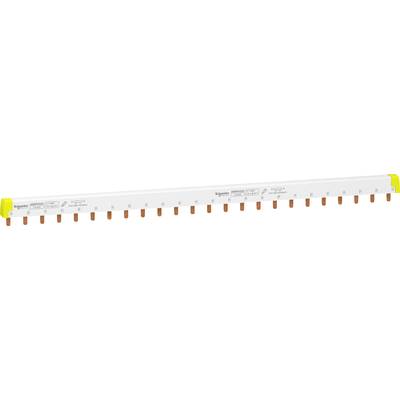 Ein langer, weißer Phasenschienenverteiler mit mehreren Kupferanschlüssen. Geeignet für die elektrische Verteilung in Sicherungskästen.
