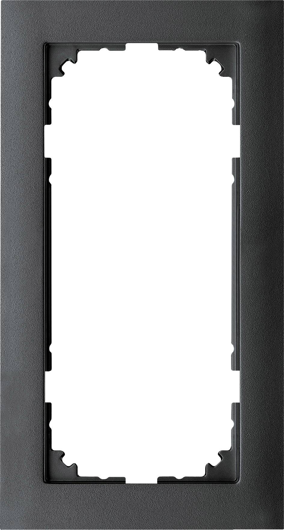 Abdeckung eines Wandschalters in rechteckiger Form, dunkelgraue Farbe, mit einer Öffnung in der Mitte für die Schaltereinheit.