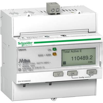 Energiemessgerät von Schneider Electric, Modell iEM3235, zeigt die Gesamtkilowattstunden von 110489,2 kWh an.