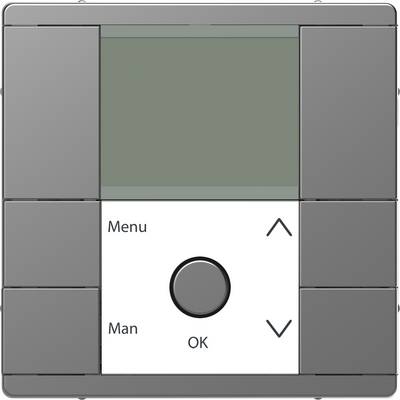 Ein digitales Bedienfeld mit Tasten für 'Menu', 'Man' und 'OK'. Zwei Pfeiltasten nach oben und unten zur Navigation.