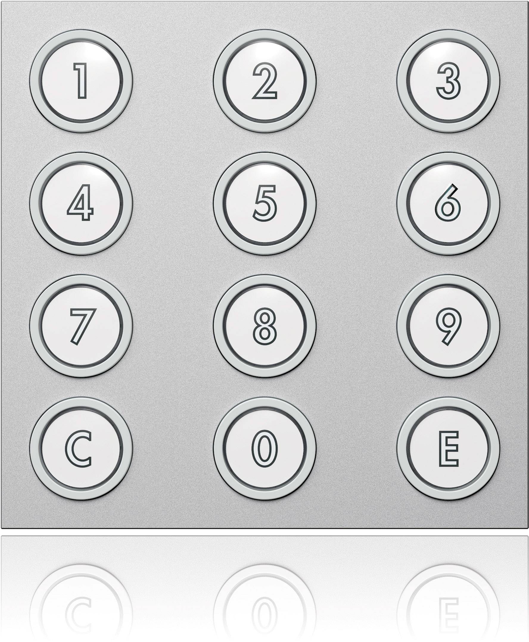 Ein Tastenfeld mit den Zahlen 1 bis 9 und den Buchstaben C, O, E.