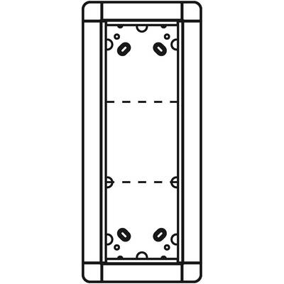 Skizze eines rechteckigen, zweigeteilten Objekts, das oben und unten mit geometrischen Mustern verziert ist. Linien trennen Abschnitte.