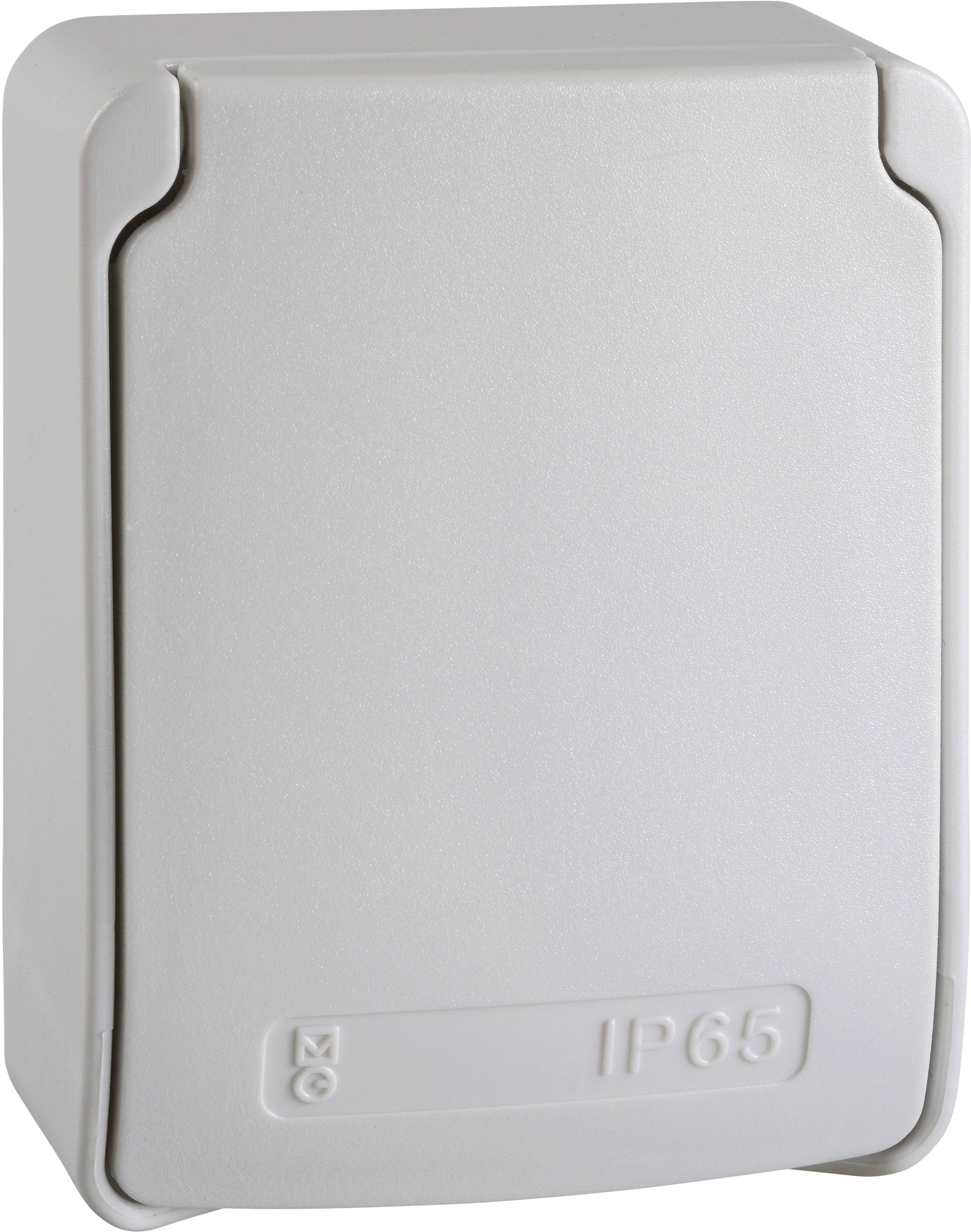 Graues, rechteckiges Gehäuse mit dem Aufdruck 'IP65', was auf einen Schutz gegen Staub und Strahlwasser hinweist.