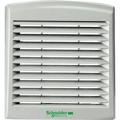 'Weißes Belüftungsgitter von Schneider Electric, rechteckig mit horizontalen Lamellen, zur Luftzirkulation in Innenräumen.'