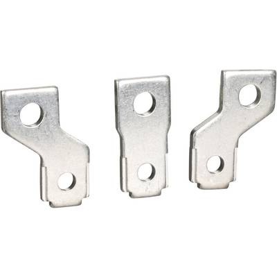 Drei silberne Metallverbinder mit Lochungen, die zur Befestigung oder Verankerung von Bauteilen verwendet werden.