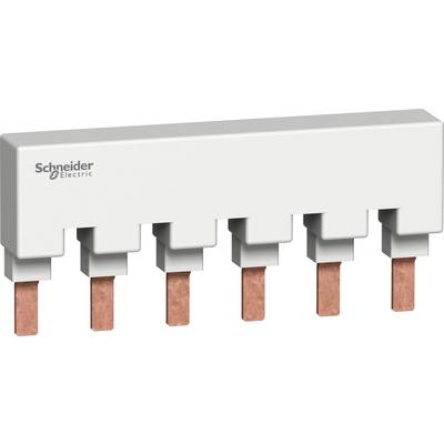 Ein weißer Schaltgerätestecker mit sechs Anschlussklemmen, beschriftet mit 'Schneider Electric'. Geeignet zur Verkabelung von Modulen.