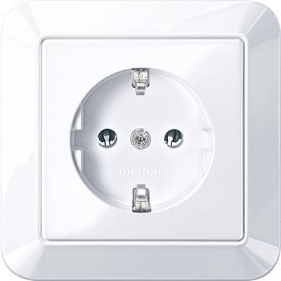 Weiße elektrische Steckdose an der Wand.