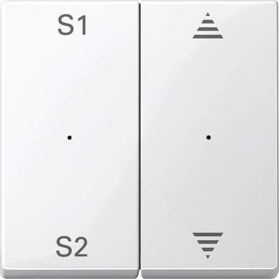 Zwei weiße Schalttaster. Links mit Beschriftung 'S1 S2', rechts mit Auf- und Ab-Symbolen.
