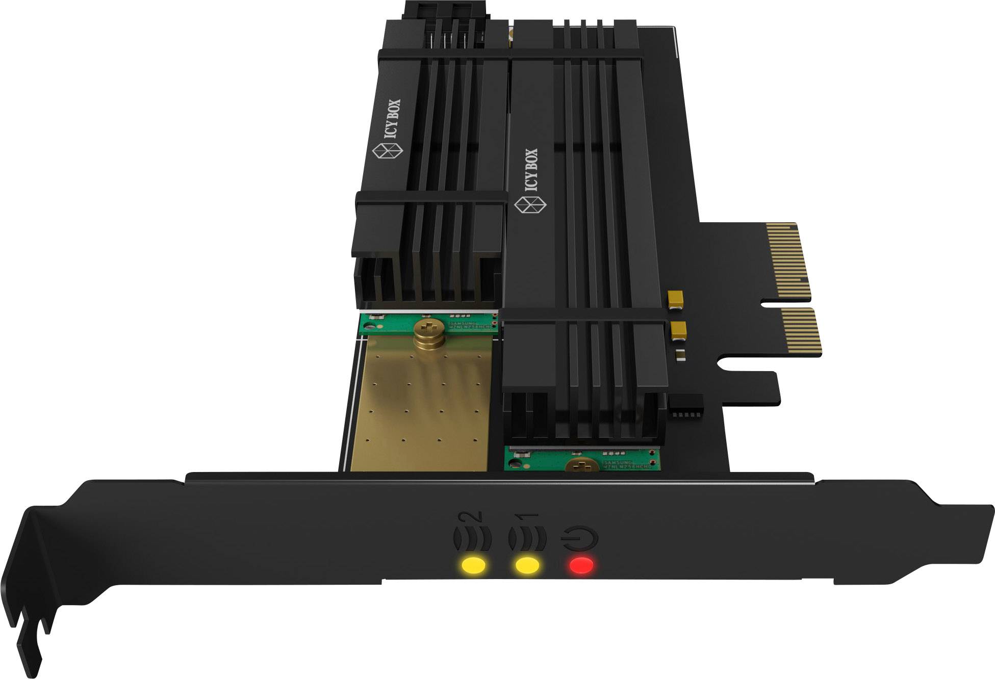 RAIDON IB-PCI215M2-HSL 2 Port M.2 Controller PCIe x4 Passend für (SSD): 2230, 2242, 2260, 2280, 22110 Passive Kühlung, i-1