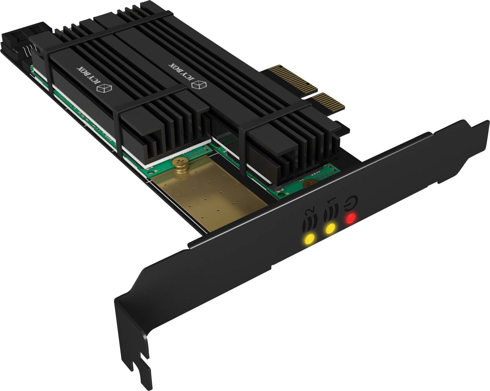 RAIDON IB-PCI215M2-HSL 2 Port M.2 Controller PCIe x4 Passend für (SSD): 2230, 2242, 2260, 2280, 22110 Passive Kühlung, i-3