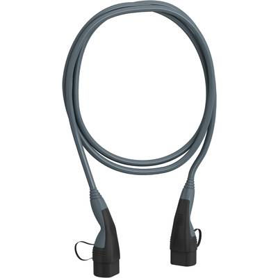 Ein graues Kabel mit zwei schwarzen Steckern an den Enden, geeignet für die Verbindung von elektronischen Geräten.