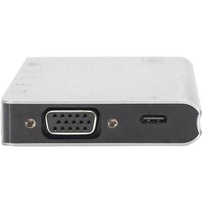 Ein Adapter mit VGA- und USB-C-Anschlüssen, geeignet für die Verbindung älterer Monitore mit modernen Geräten.