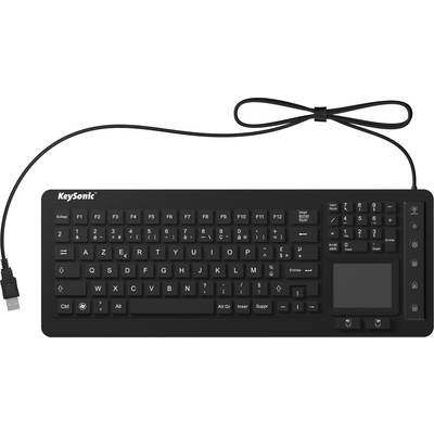 Keysonic KSK-6231 INEL (FR) USB Tastatur Französisch, AZERTY Schwarz Silikonmembran, Wasserfest (IPX7), Beleuchtet, Inte