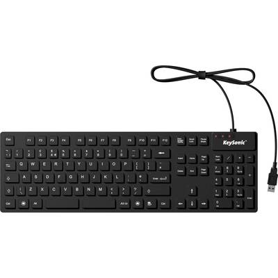 Keysonic KSK-8030 IN (UK) USB Tastatur Englisch, QWERTY Schwarz Silikonmembran vollversiegelt IP68, Wasserfest (IPX7) 