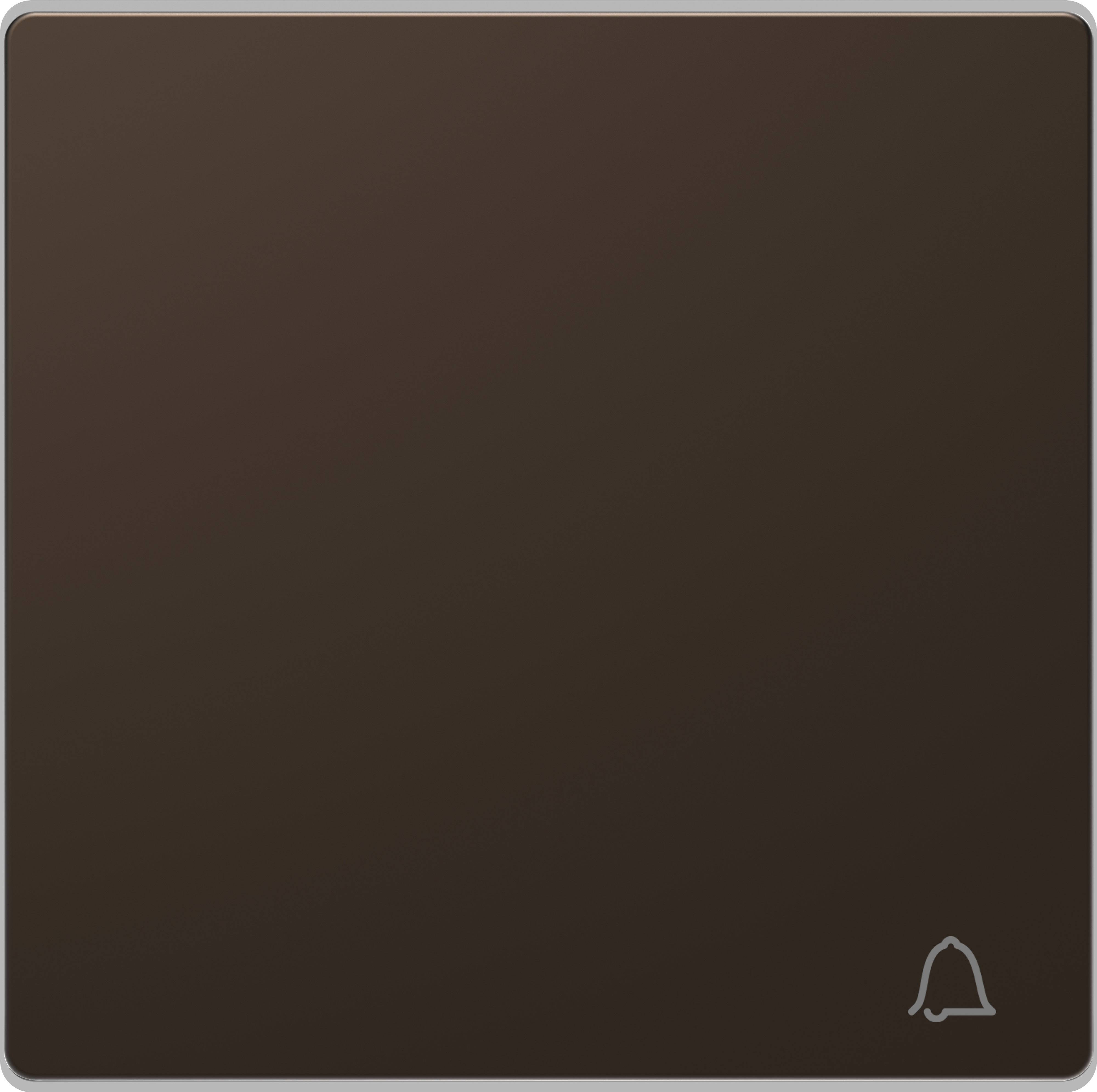 Ein braunes, quadratisches Panel mit einem kleinen Glockensymbol in der unteren rechten Ecke.