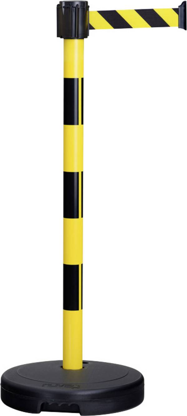 Gurtwarnständer,m. 1 Gurt(en),LxB 3m x50mm,Pfosten HxØ 950x50mm,Gurt gelb/schwarz,Pfosten Kunststoff,gelb/schwarz