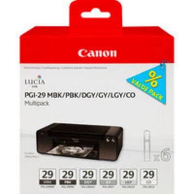 Canon Druckerpatrone PGI-29 Original Kombi-Pack Grau, Hell Grau, Schwarz, Matt Schwarz, Foto Schwarz, Chroma Optimizer 4