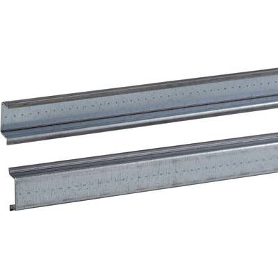 Zwei Stahlprofile mit U-Form, längs nebeneinander liegend. Sie dienen als Baumaterial für Baukonstruktionen oder Deckenmontage.