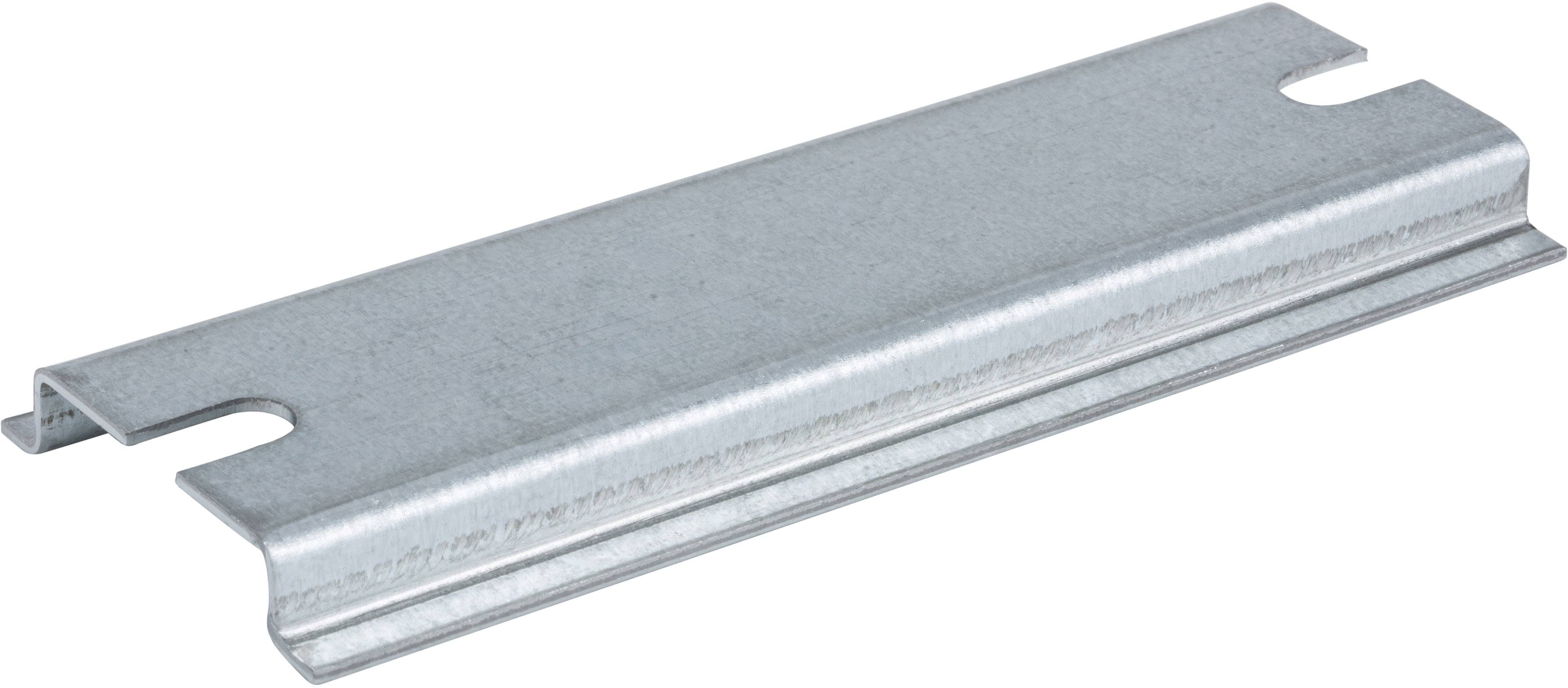 Metallschiene mit zwei Löchern an den Enden, häufig verwendet für Konstruktionen oder zur Befestigung von Komponenten.