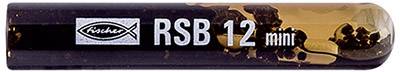 Ein brauner Rechteckstick mit der Aufschrift 'RSB 12 mini' und einem Fischsymbol.