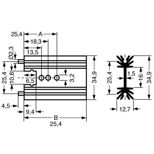 Fischer Elektronik 10018989 SK 104 38,1 STS Profilkühlkörper 11 K/W (L x B x H) 38.1 x 34.9 x 12.7 mm TO-220, SOT-32