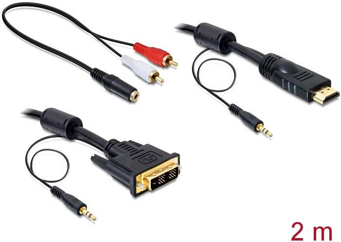DELOCK Kabel DVI 18+1-> HDMI mit Audio 2m