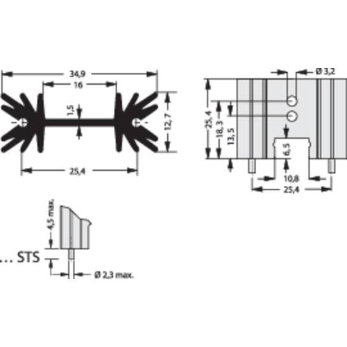 Fischer Elektronik 10018982 SK 104 25,4 STS Profilkühlkörper 14 K/W (L x B x H) 34.9 x 25.4 x 12.7 mm TO-220, SOT-32