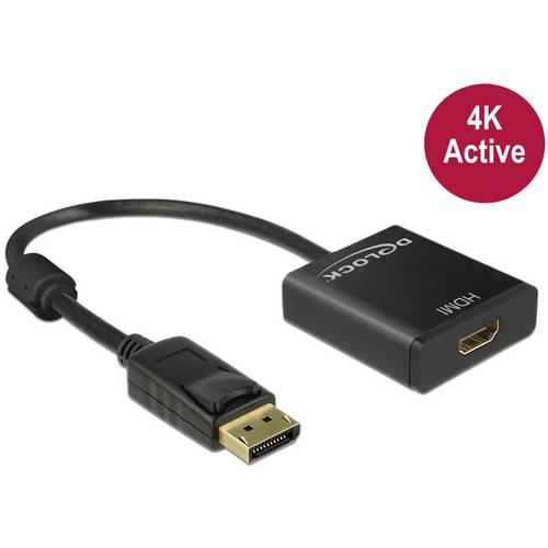 Delock DisplayPort / HDMI Adapterkabel DisplayPort Stecker, HDMI-A Buchse 0.20 m Schwarz 62607 vergoldete Steckkontakte ...