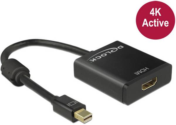 Delock Mini-DisplayPort / HDMI Adapterkabel Mini DisplayPort Stecker, HDMI-A Buchse 0.20 m Schwarz 62611 vergoldete Steckkontakte DisplayPort-Kabel