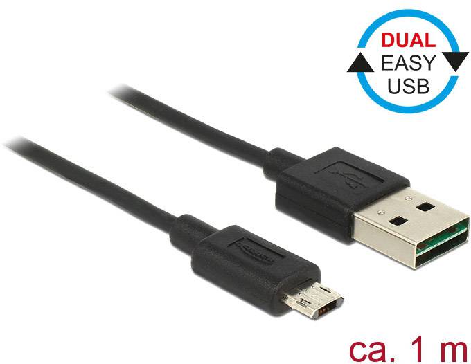 DELOCK Easy USB Kabel Delock A -> Micro-B St/St 1.00m schwarz