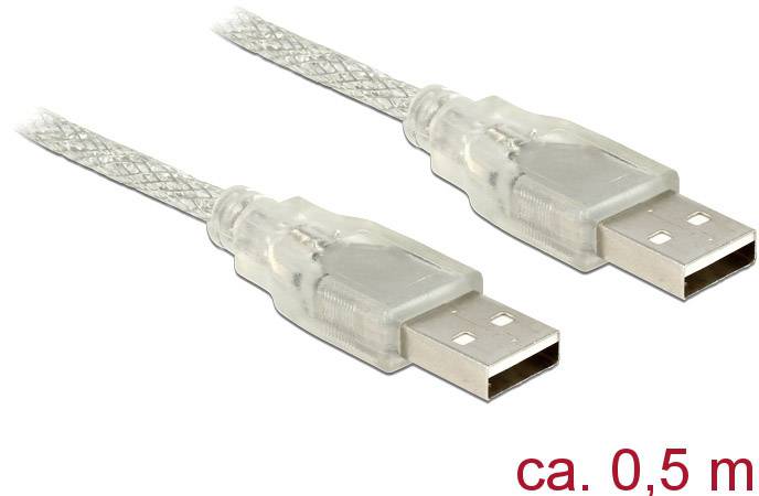 Zwei transparente USB-Kabel mit USB-A-Steckern, Länge ca. 0,5 m, vor weißem Hintergrund.
