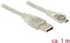 Delock USB-Kabel USB 2.0 USB-A Stecker, USB-Micro-B Stecker 1.00 m Transparent mit Ferritkern 83898