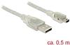 Delock USB-Kabel USB 2.0 USB-A Stecker, USB-Mini-B Stecker 0.50 m Transparent mit Ferritkern 83904