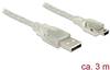 Delock USB-Kabel USB 2.0 USB-A Stecker, USB-Mini-B Stecker 3.00 m Transparent mit Ferritkern 83908