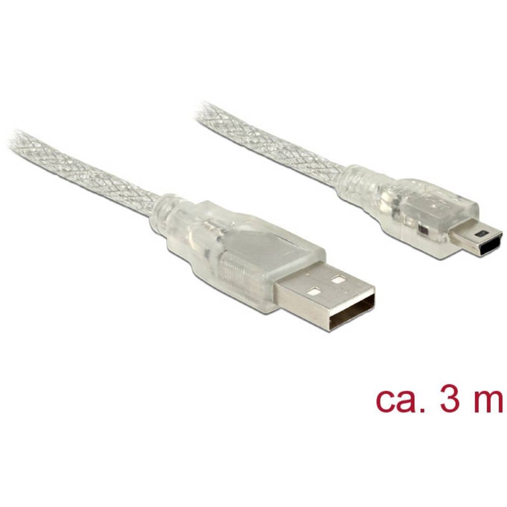 DeLOCK USB Kabel Delock A-> Mini-B St-St 3.00m transparant (83908)