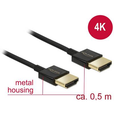 HDMI-Kabel mit Metallgehäuse, Länge ca. 0,5 m, unterstützt 4K.
