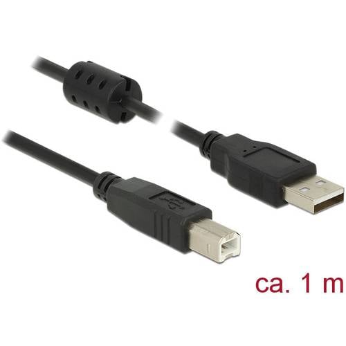 Thumbnail - Delock USB-Kabel USB 2.0 USB-A Stecker, USB-B Stecker 1.00 m Schwarz mit Ferritkern 84895