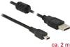 Delock USB-Kabel USB 2.0 USB-A Stecker, USB-Mini-B Stecker 1.00 m Schwarz mit Ferritkern 84914