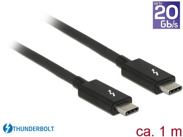 Delock Thunderbolt Anschlusskabel Thunderbolt™ (USB-C®) Stecker, Thunderbolt™ (USB-C®) Stecker 1.00 m Schwarz 84845  Thunderbolt™-Kabel