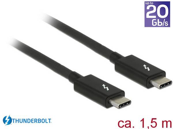 Delock Thunderbolt Anschlusskabel Thunderbolt™ (USB-C®) Stecker, Thunderbolt™ (USB-C®) Stecker 1.50 m Schwarz 84846  Thunderbolt™-Kabel