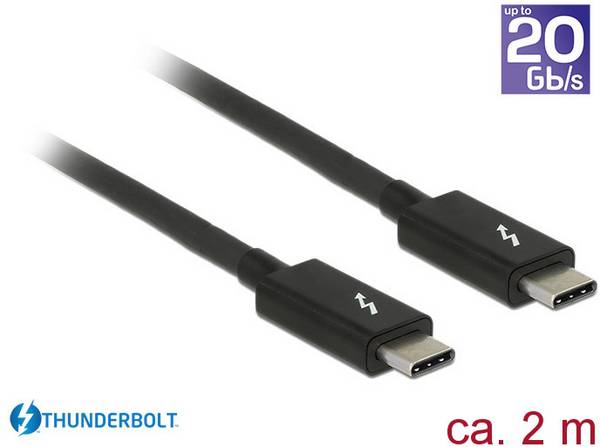 Delock Thunderbolt Anschlusskabel Thunderbolt™ (USB-C®) Stecker, Thunderbolt™ (USB-C®) Stecker 2.00 m Schwarz 84847  Thunderbolt™-Kabel