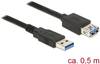 Delock USB-Kabel USB 3.2 Gen1 USB-A Stecker, USB-A Buchse 0.50 m Schwarz vergoldete Steckkontakte 85053