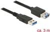 Delock USB-Kabel USB 3.2 Gen1 USB-A Stecker, USB-A Buchse 3.00 m Schwarz vergoldete Steckkontakte 85057
